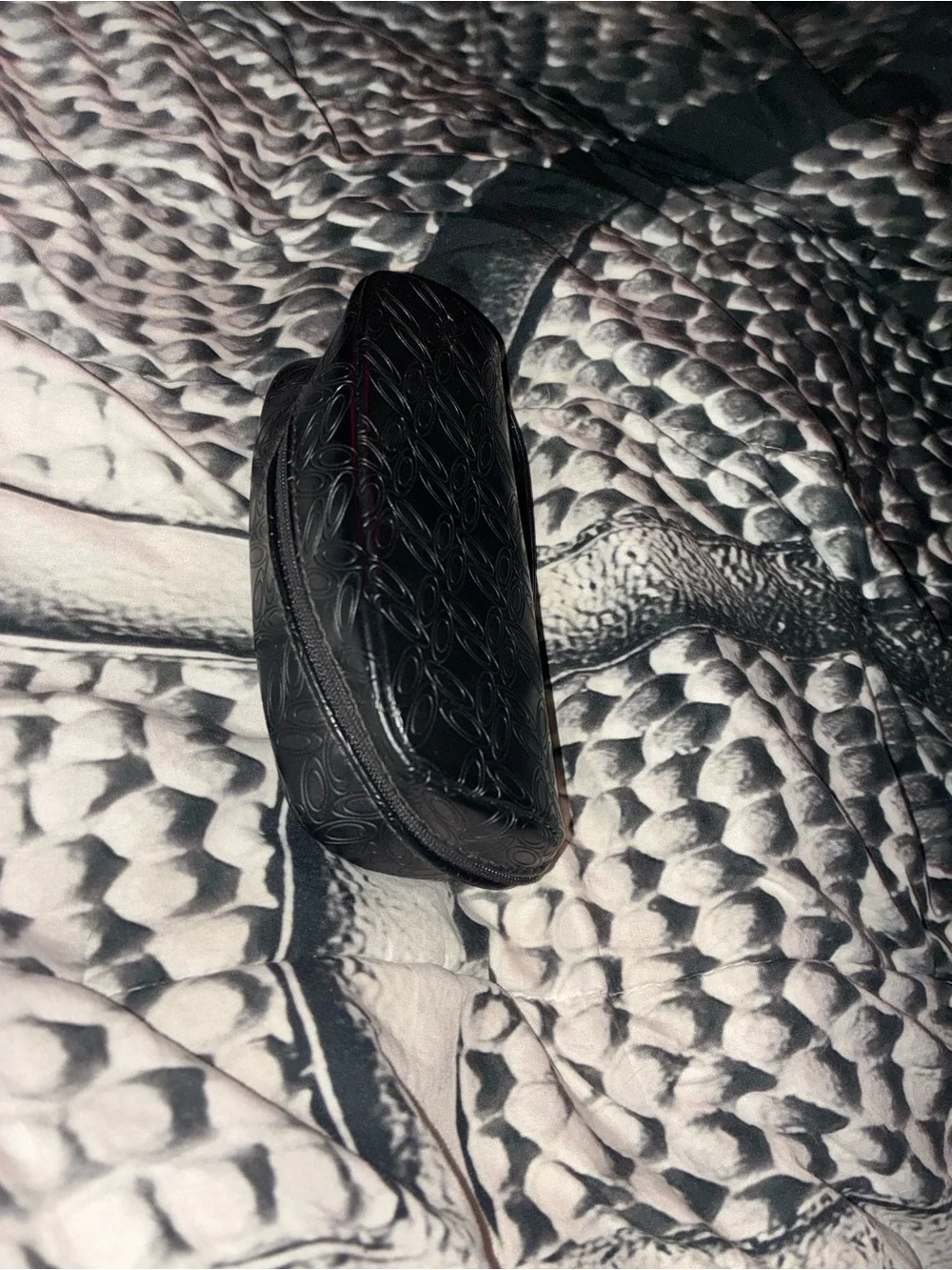 CHANEL Black Embossed Leather Sunglasses Case